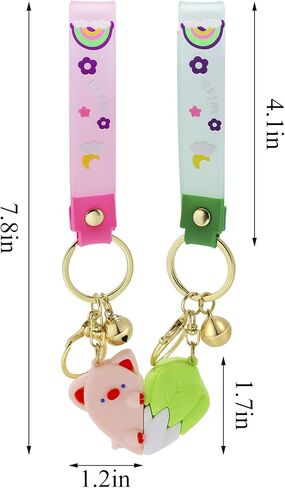 PLwelth Cute Keychain for Women Men Kawaii Keychain for Backpack Cute Pig and Cabbage Pendant Keyring for Boys Girls Charm Accessories Keychain for Car Keys Wallet for Friends Gifts, Pink and Green, in Kuwait