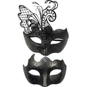 Masquerade Mask for Couple Women Mardi Gras Venetian Party Mask Set Halloween Costume Accessory