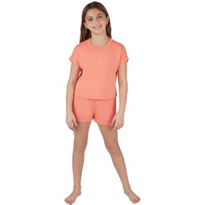 Yogalicious Girls 2 Piece Set Farrah Short Sleeve Top + Scuba Farrah Drawstring Short