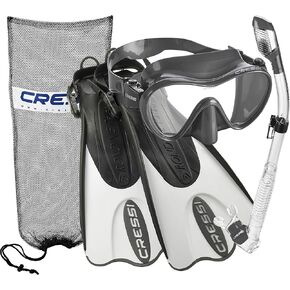 Cressi Adult Snorkeling Set - F1 Mask + Supernova Dry Snorkel + Palau SAF Fins- Snorkeling Set- Designed in Italy