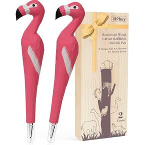 VIPbuy 2 Count 100% Handmade Wood Carved Gel Ink Pens -Novelty Refillable Writing Pens Office School Supplies Birthday Christmas Gift, Labrador Retriever Dog