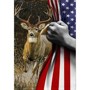 FORLAND Patriotic Diamond Painting Kits for Adults Beginners - 5D DIY Deer American Flag Full Drill Diamond Kits Painting Crafts for Home Wall Decor, Diamond Art Kits,12x16inch