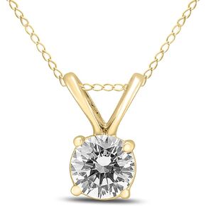 SZUL 1/3 Carat Diamond Solitaire Pendant in 14K Yellow Gold