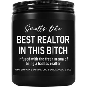 Best Realtor Candle, Realtor Gifts for Women, Men, Realtor Gifts, Gifts for Realtors at Closing, Real Estate Agent Gifts, Funny Thank You Gifts for Realtor, Salesperson, Broker Gifts