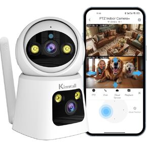 Pan/Tilt-Indoor Camera Dual lens for Baby Monitor-Cat-Dog-Pet Camera, 2.4G/5G WiFi-Camera for Home Security, Wireless Camera with Mobile App & PCs,Motion Tracking, Cloud/SD, 2-Way Audio,24/7