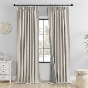 Cniuyhi Grey Linen Textured Pinch Pleated Curtains 84 Inches Long with Back Tab for Living Room, Total Blackout Pleated Drapes with Hooks for Sliding Glass Door, W40 x L84, 1 Panel