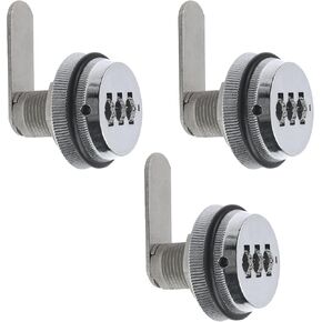 Oedema 3 PACK Combination Cam Lock 1-1/8" Combination Cabinet Lock Black Cabinet Locks with Combination for 0.59"-0.9" Panel Thickness Cabinet Deposit Box Mailbox, Home & Office