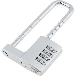 Cabinet Lock, 4 Digit Combination Padlock, Stainless Steel Gym Locker Lock Code Long Adjustable Shackle Lock for Outdoor, School, Sports lockers, Fence, Gate (Black)