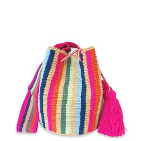 Fairtrade Authentic WAYUU Bag, Mochila from Colombia, Medium Crochet Crossbody, Handmade Medium Purse, Bucket Bag, Artisanmade Craft (Zaragoza)