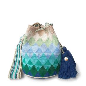 حقيبة WAYUU الأصلية من التجارة العادلة، Mochila من كولومبيا، حقيبة كروس متوسطة الحجم مصنوعة يدويًا، حقيبة دلو، حرفية مصنوعة بحرفية (سرقسطة)