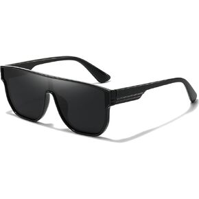 LVIOE Polarized Sunglasses for Men Women with One Piece Lens, Trendy Square Oversized Shield Shades UV400 Protection LS7547