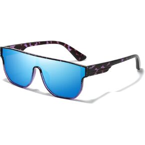 LVIOE Polarized Sunglasses for Men Women with One Piece Lens, Trendy Square Oversized Shield Shades UV400 Protection LS7547