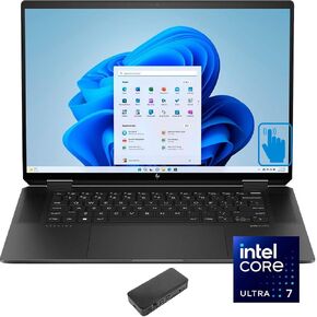 HP Spectre x360 Home & Business 2-in-1 Laptop (Intel Ultra 7-155H 16-Core, 16GB LPDDR5X 7466MHz RAM, 1TB PCIe SSD, Intel Arc, 16.0" 120 Hz Touch Wide QXGA (2560x1600), Win 10 Pro) with USB-C Dock