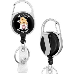 Jupswan Badge Reels Holder Retractable Keychain Heavy Duty with ID Clip for Key Card Name Tag Cute Funny Cartoon Nurse Work Office Key Retractor Leash Black Metal Carabiner Belt Clip ZJK249
