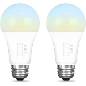لمبة إضاءة LED A19 كهربائية من Feit، ما يعادل 100 وات، غير قابلة للتعتيم، 5CCT، قاعدة متوسطة E26، 90 CRI، 1500 لومن، لمبة إضاءة قياسية مع مفتاح تشغيل لمبة، عمر 13 عامًا، OM100/5CCT/15KLED/2، عبوتان in Kuwait