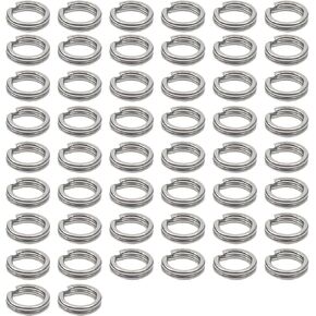 50Pcs Fishing Split Rings Stainless Steel Fishing Tackle Rings Chain Fishing Lures Connector Double Circles Split Rings Fishing Split Rings,Terminal Tackle and Accessories，Swivels and Snaps,Split Ring in Kuwait