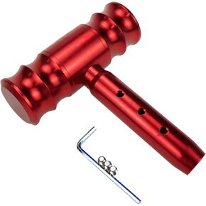Aluminum Alloy T-Handle Gear Shift Knob, Universal Fit Aircraft Joystick Design Gear Stick Adapter for Most Transmission Vehicles (Red)