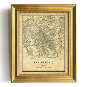 San Antonio Vintage Poster - San Antonio City Map Wall Art - San Antonio Street Transit Map Print Picture - San Antonio Art Wall Decor - Map Poster of San Antonio - Decorative Artwork Souvenir Gift