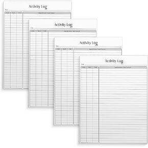 Better Office Products Activity Log Notepad, 8.5" x 11", Planning Note Pad, 50 Sheets, Daily Time Tracking Productivity Checklist Organizer,(4 Pack)