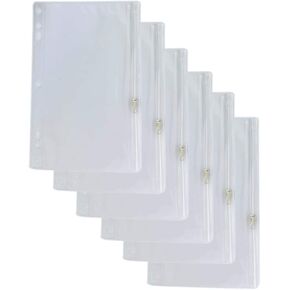 Vinyl Ring Binder Pockets - 9 ½ x 6 Inches - Fits All Standard Ring Binders - Zip Closure to Secure Your Belongings - 24-Pack