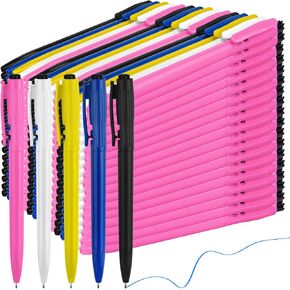 Zuazaor 300 Pieces Pens Bulk Wholesale Cheap Retractable Ballpoint Pens 0.7mm Blue Ink Writing Server Pens for Office School Restaurant (Black)