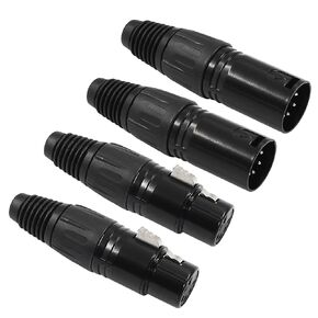 4 دبوس XLR ذكر وأنثى موصل هيئة التصنيع العسكري محول القابس، موصل الميكروفون XLR كابل ينتهي استبدال مقبس الصوت الأسود-2Pair