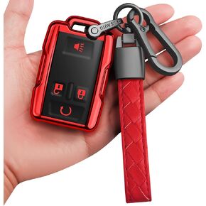 Sindeda for Key Fob Cover with Keychain Soft Full Protection Key Shell Key Case Compatible with Colorado Silverado Silverado Suburban Tahoe GMC Canyon Sierra 1500 2500 3500 HD (Black)
