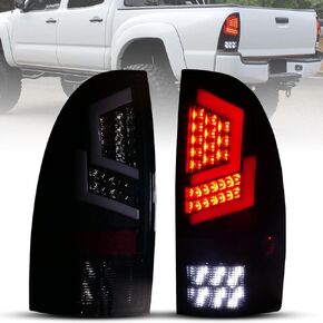 CPW LED Tail Light Compatible With 2005-2015 Toyota Tacoma Pickup Red Turn Signal Light Rear Brake Lamp Driver and Passenger Side Tail Light Replacement Assembly Clear Lens