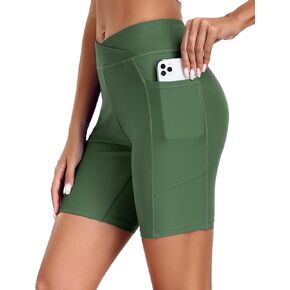 Ekouaer Women's 8.5" Board Shorts High Waisted Swimsuit Bottoms Cross Waist Beach Surf Swimwear with Pocket S-3XL