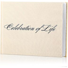 Funeral Guest Book, Celebration of Life Guest Book in Loving Memory Guest Book for Celebration of Life Decorations Funeral Sign in Guest Book Linen Funeral Memory Book Guestbook for Funeral, 9"x7″