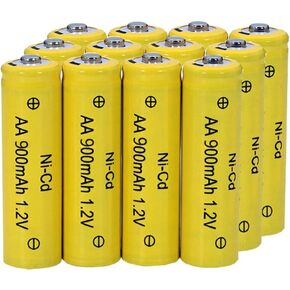 12 Packs 1.2V AA 900mAh Ni-Cd Rechargable Batteries for Solar Lights,Lawn Landscape Lighting（AA Size）