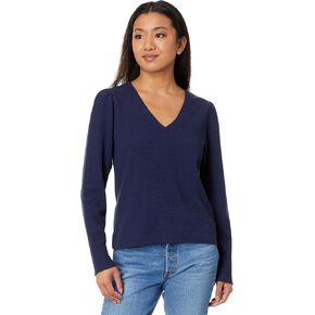 Lilla P Puff Sleeve Waffle V-Neck