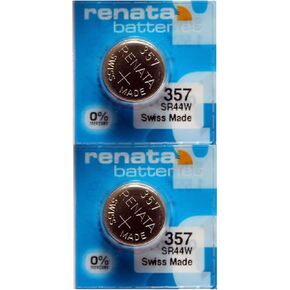 Renata 357 SR44W Batteries - 1.55V Silver Oxide 357 Watch Battery (2 Count)