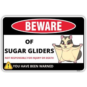 Venicor Sugar Glider Sign - 8 x 12 Inches - Aluminum - Sugar Glider Cage Accessories - Sugar Glider Gifts Pouch Toys Treats Wheel Stuffed Animal Items Stuff