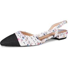 Slingback Flat Shoes for Women Closed Round Toe Low Heeled Sandals Womens Casual Dress Ballet Flats