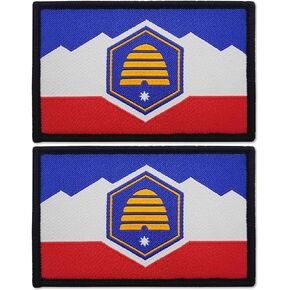 2 Pack New Utah Flag Patch Military Tactical Patches with Hook and Loop Fastener