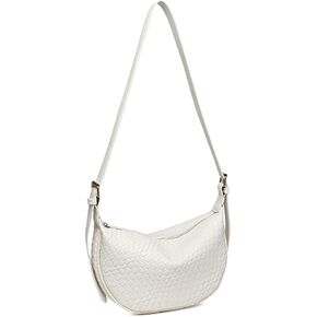 Dreubea Vintage Woven Handbag PU Leather Crescent Shoulder Crossbody Hobo Bag for Women Ladies
