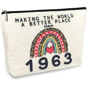 60th Birthday Gifts for Women Her, 60th Birthday Decorations for Wife, Mom, Grandma, Friend, Sister, 1964 60 Year Old Gift Ideas Makeup Bags, Mothers Day, Christmas Cosmetic Travel Zipper Toiletry Bag