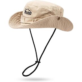 Cotton Boonie Sun Hat for Men Women, Foldable Outdoor Sun Protection Hat with Chin Strap for Fishing Hunting Hiking