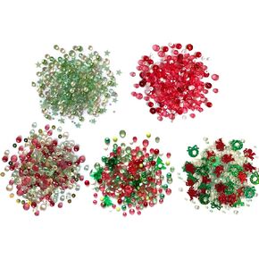 Buttons Galore Sparkletz Embellishments, Iridescent Diamonds, Half Pearls, Sequins & Seed Beads for Crafts, Scrapbooks, Card Making & Shaker Crafts-Christmas-50 Grams Total
