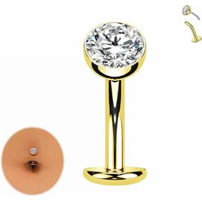 G23 Titanium Gold Belly Button Rings, 14G 10mm Threadless Push In Curved Barbell Belly Button Piercing, Navel Piercing Jewelry