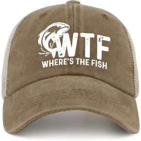 WTF Where's The Fish Hat Trucker Hat Men Trendy Mesh Cap for Summer
