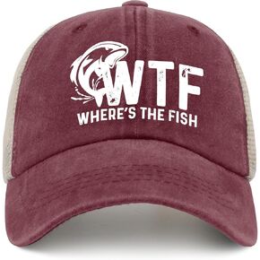 قبعة WTF Where's The Fish Hat Trucker للرجال قبعة شبكية عصرية للصيف