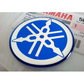 Yamaha 5LN-F313B-09-BU - Genuine 40MM Diameter Tuning Fork Decal Sticker Emblem Logo Blue Raised Domed Gel Resin Self Adhesive Motorcycle/Jet Ski/ATV/Snowmobile