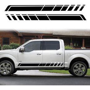 Compatible with Car Body Waistline Side Skirt Pull Flower Decorative Stickers 2pcs Black for Pickup YA08