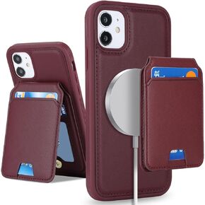 iPhone 12/12 Pro case with Credit Card Holder mag Safe, iPhone 12 Pro Phone Leather Case Wallet for Women Compatible mag Safe Wallet Detachable 2-in-1 for Men-Beige in Kuwait