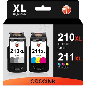 COCCINK 210XL 211XL Ink Cartridge Replacement for Canon Pixma MX320 MX340 MX410 MX420 MX350 MP250 MP280 MP480 MP490 MP495 IP2702 Printer for Canon PG-210 CL-211 210 XL 211 XL(1 Black 1 Tri-Color)