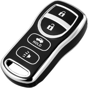 غطاء مفتاح OFFCURVE لنيسان، حامل حافظة مفاتيح السيارة الواقي بالكامل من مادة TPU لسيارة Nissan Xterra Titan Armada Frontier Quest Sentra Infiniti FX35 FX45 QX4 3 أزرار غطاء مفتاح السيارة، أبيض in Kuwait