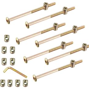 M6x100mm 12Set Bunk Bed Bolts,Hex Drive Socket Cap Furniture Barrel Screws Bolt Nuts Assortment Kit for Furniture Cots Beds Crib Hardware Screws Crib and Chair with Wrench(Black)