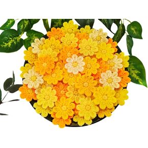 Handmade Crochet Daisy Flower Decoration Sewing Appliques Floral Petal Sew on Patches Ornament for DIY Craft Costume Bag Earrings or Hair Accessory (White)